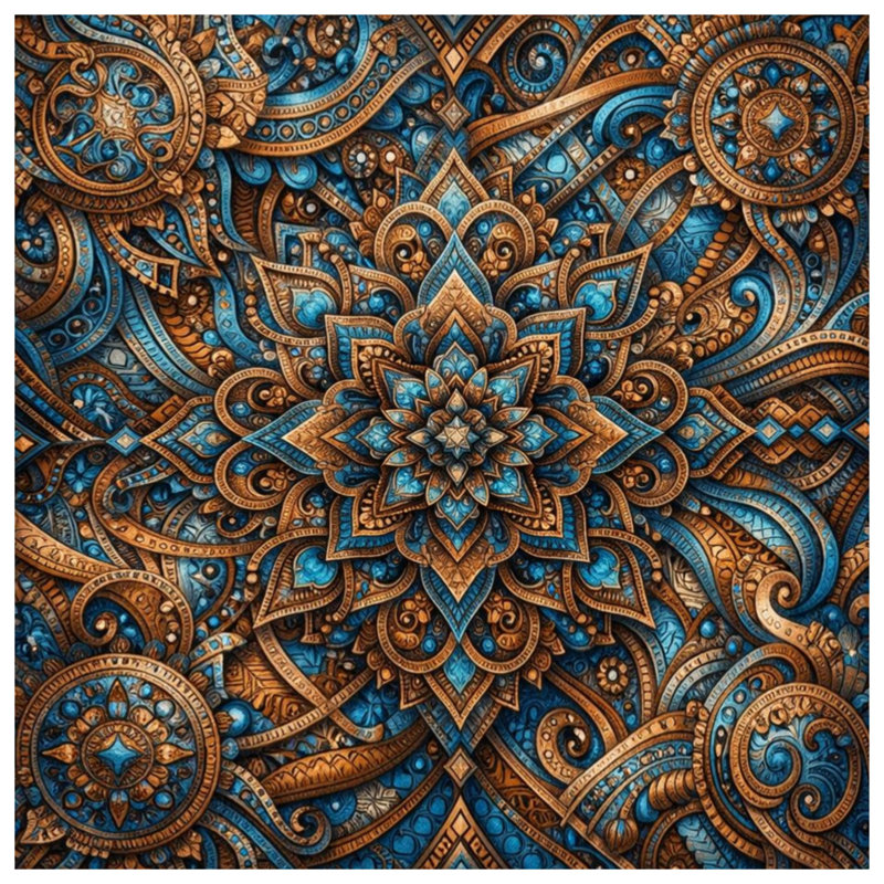 Tapis de bain complexe à motif mandala, 34in W x 21in L
