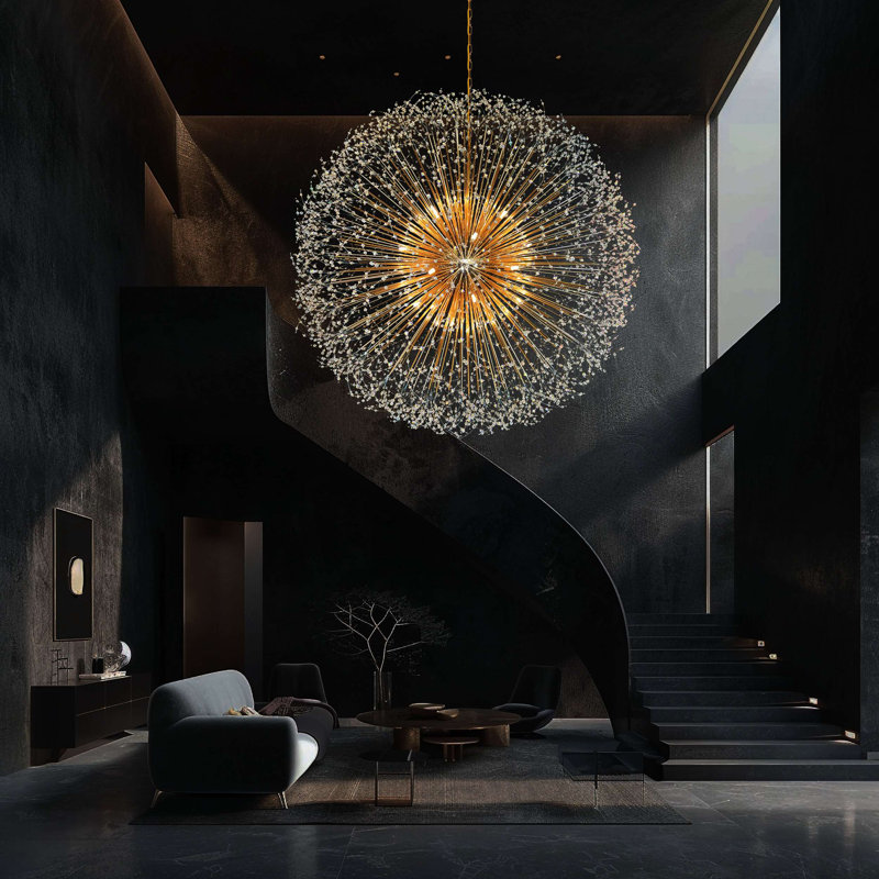 Lustre en cristal Luxe Starburst, Doré, 30 lumières, 63"