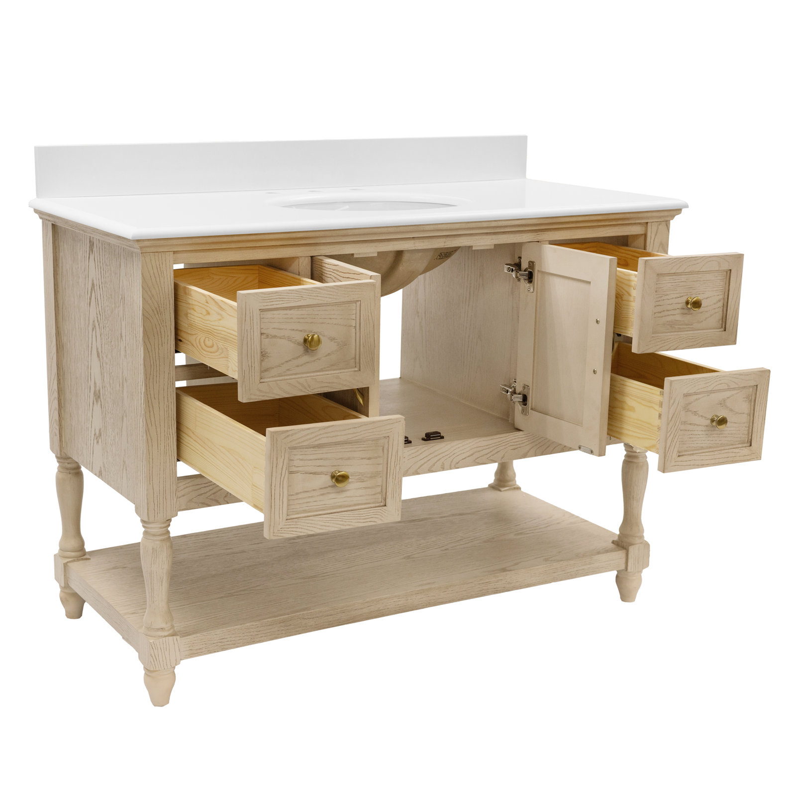 Hampton 48'' Single Bathroom Vanity, Engineered White, Greige Oak