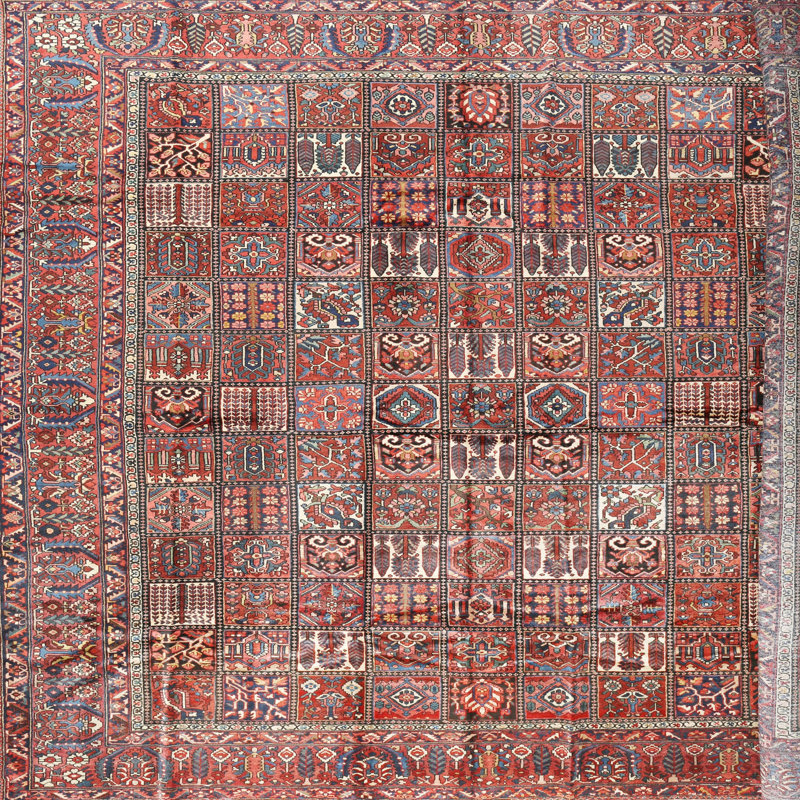 Tapis brun à motif géométrique, Carré 5 pi