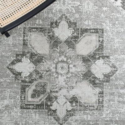 DeBary Oriental Dark Sage/Ivory Area Rug