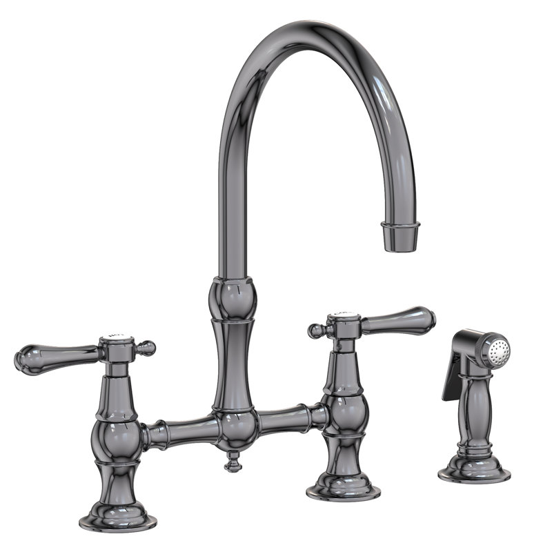 Chesterfield Bridge Kitchen Faucet with Side Spray, Midnight Chrome