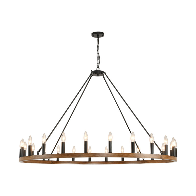 Lustre à bougie avec chaîne réglable Heritagelegacy (ampoule non incluse), Brun / Noir, H 30,31 po x l 53,15 po x P 53,15 po