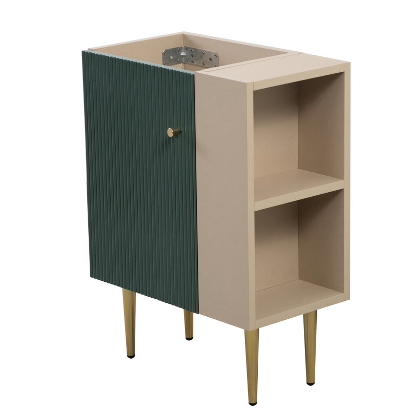 Base de meuble-lavabo de 21,6 po avec tablette ouverte à droite, rangement amélioré, cuve en céramique et bois massif, fonction de fermeture en douceur, tablette facile à installer à droite, construction, portes, installation, imperméable
