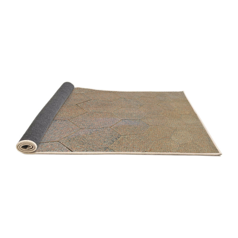 Tapis décoratif beige à motif géométrique Forteau, Rond 8 pi