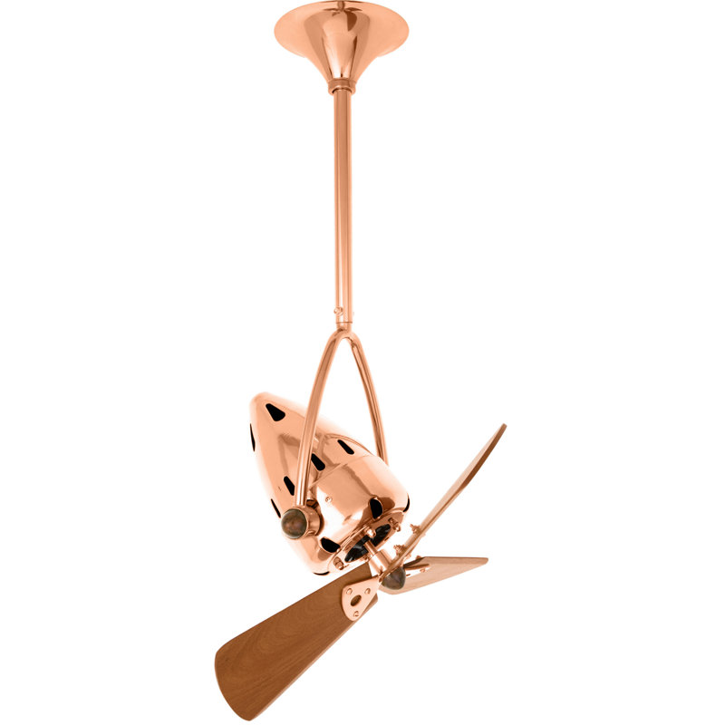 16" Jarold Directional 3 Blade Ceiling Fan, Polished Copper