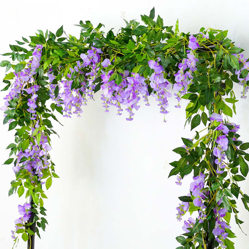 2pcs Lifelike Hanging Wisteria Flowers Garland, Purple