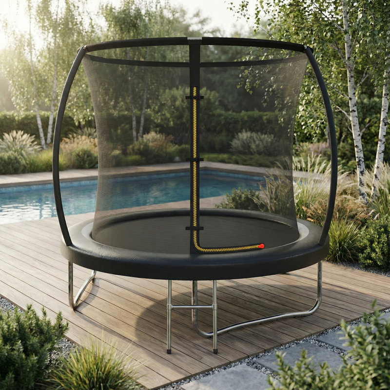 Maxway Furniture ft Rounded Back Backyard Trampoline with Safety Enclosure, Black