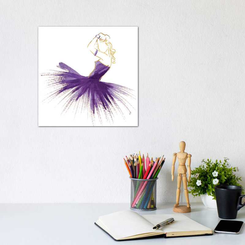 «Purple Gold Attitude» par On Rei - impression d'art graphique, H 12 po x l 12 po x P 0,75 po, Toile tendue, Pas de tapis
