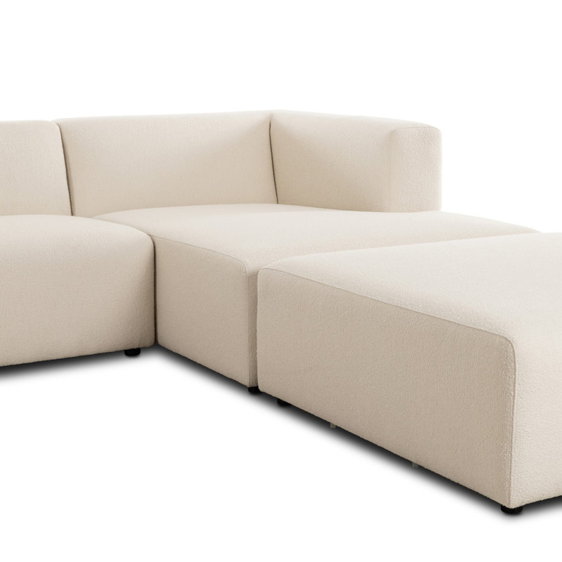 Lawndale 3PC LAF Sectional W/ Ottoman-Saxon Charcoal, Fayette Cloud Polyester Blend, Right Hand Facing