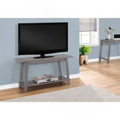 Meuble télé contemporain en stratifié avec tablettes de rangement, parfait pour la vie moderne et les centres de divertissement.