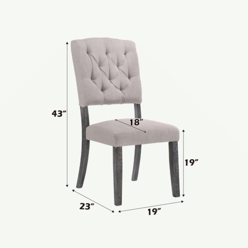 Ensemble de 2 chaises d'appoint en lin beige et chêne vieilli Bernard, Gris