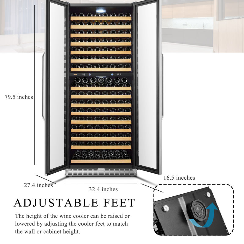 32'' 255 Bottle Dual Zone Freestanding/Built-In Wine Refrigerator