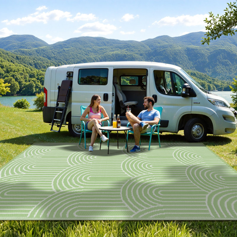 Tapis d'extérieur imperméable et réversible tant pour le patio que pour le camping, Rectangle 9 pi x 12 pi