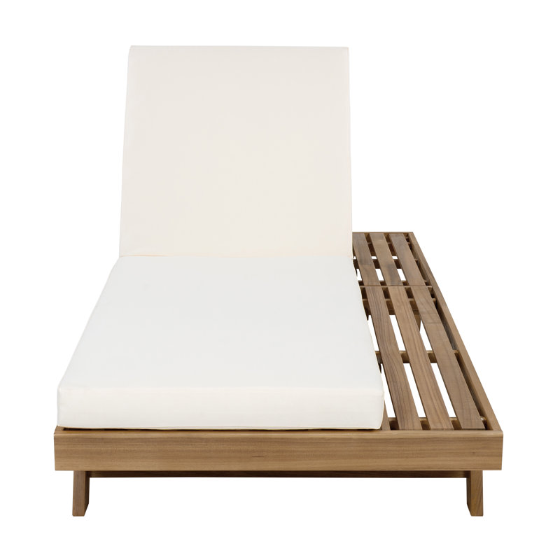 Lounge Chaise Set, Space Available On One Side, Acacia Wood With Water-Resistant Lounge Cushions (4 Inch Thick)