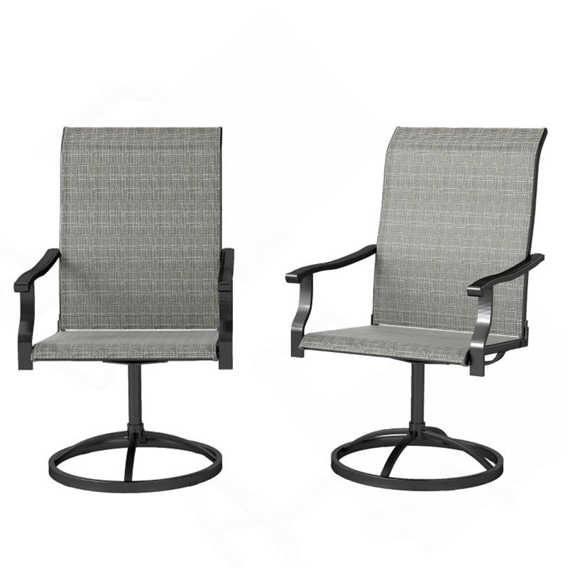 Ensemble de 2 chaises d'extérieur grises et pivotantes, Gris