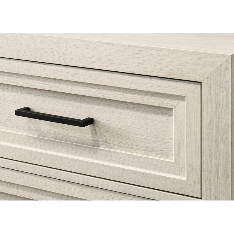 Table de chevet géométrique contemporaine à deux tiroirs, quincaillerie en métal, largeur 16,26 po, distinction pour la chambre à coucher