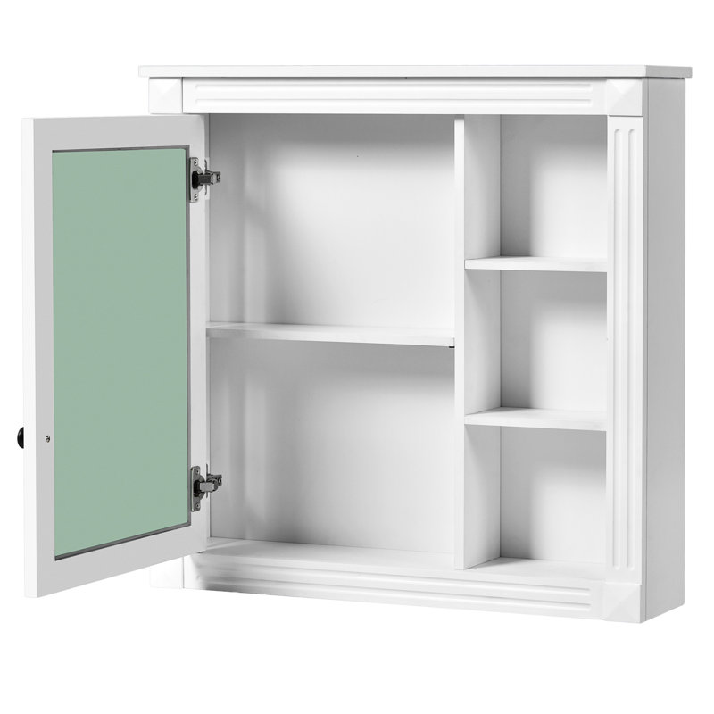 Armoire à pharmacie blanche avec miroir, fixation murale - miroir d'organisation moderne pour salle de bain blanc et rangement fonctionnel