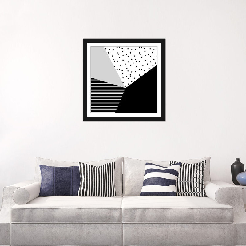 « geometry blocks x », reproduction d’impression sur toile tendue, H 16 po x l 16 po x P 1 po, Papier d'art encadré noir