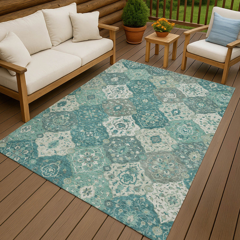 Tapis intérieur / extérieur lavable à la machine Matteson ACN2292, Rectangle 10 pi x 14 pi