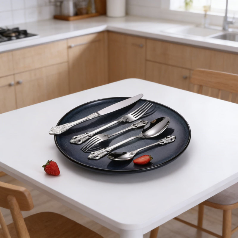Ensemble de couverts de luxe en acier inoxydable 30 pièces, coutellerie royale polie miroir pour un dîner raffiné, ensemble de vaisselle complet pour six