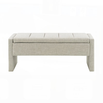 Modern Bed End Bench with Storage, Upholstered Large Foot Rest Stool, Comfy Window Vanity Bench for Living Room, Bedroom, Dorm, Coffee Table