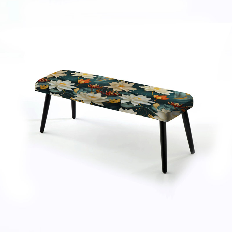 Zen Oasis Of Calm Mediation - Botanical Upholstered Black Bench