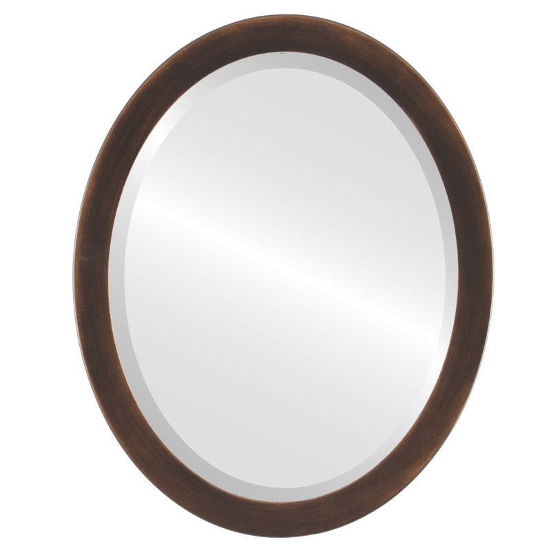 Azalaya Wood Flat Wall Mirror, 18" H x 14" W, Rubbed Bronze