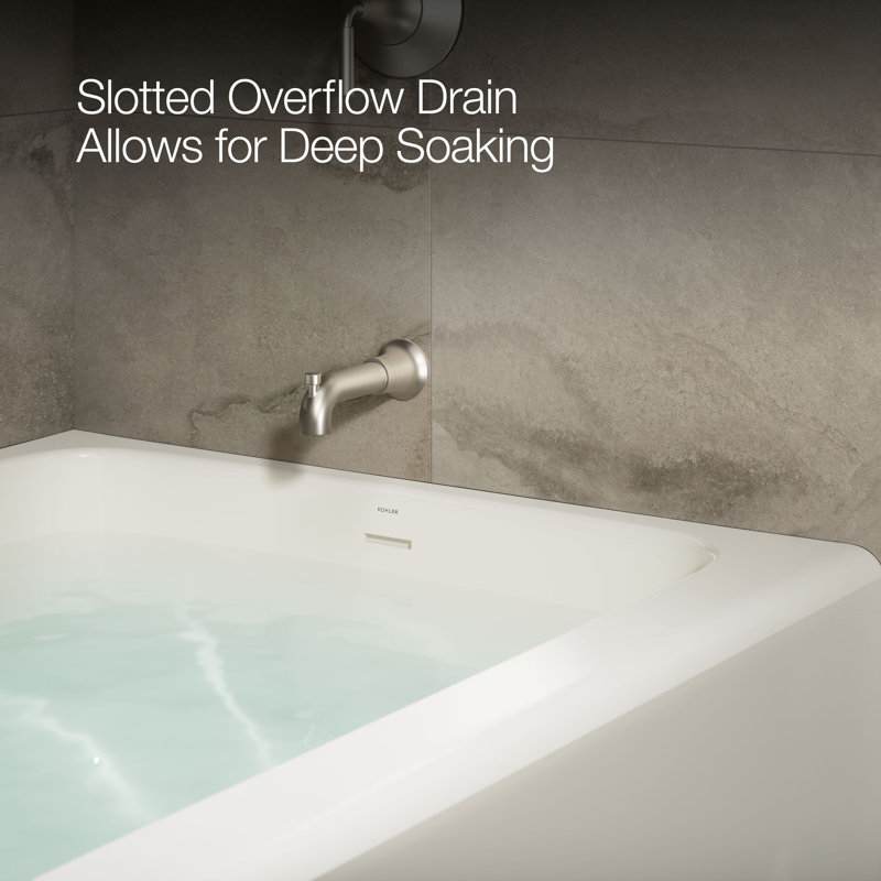 Avec 60 In. X 42 In. Alcove Bath, Left Drain, Off White, Right