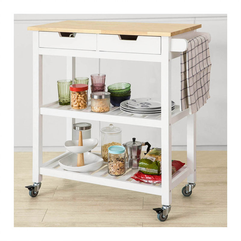 Farice Solid Wood Top Kitchen Cart