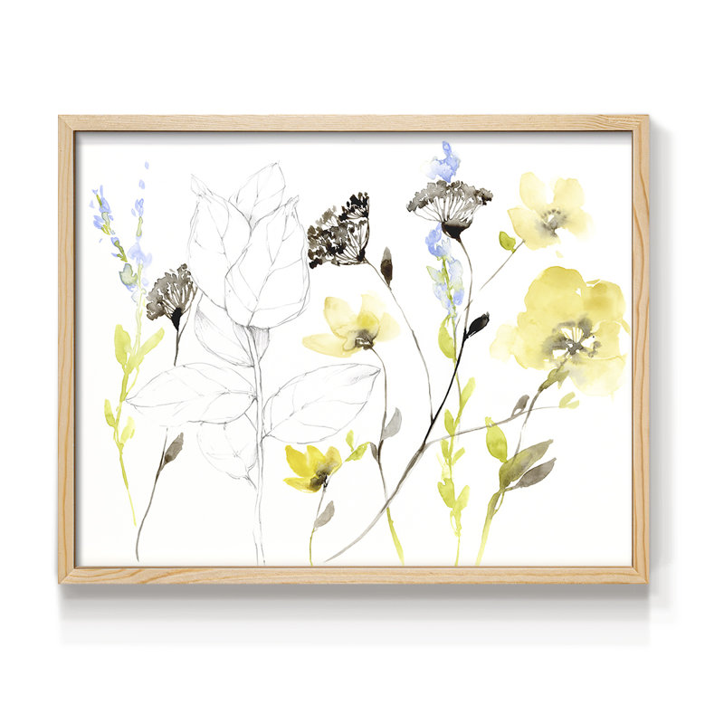 Fleurs sauvages et contour I - reproduction encadrée - réaménageable, Naturel, H 22 po x l 28 po