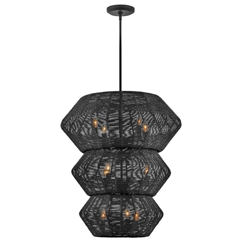 Luca Ten-Light Woven Three-Tier Chandelier by Lisa McDennon, Black
