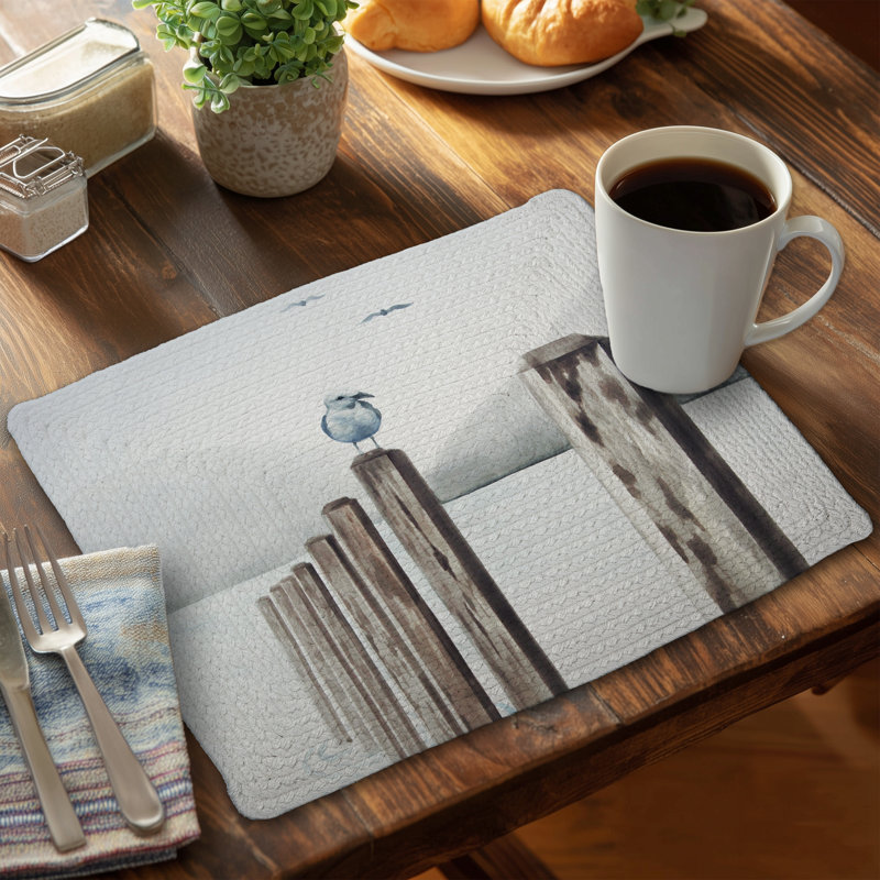 Seagull at the Marina Braided Polyester Bathroom Placemat