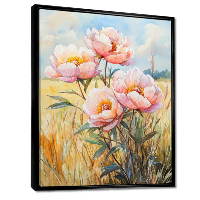 Beesley Peonies In The Summer Field I - Peonies Canvas Wall Art