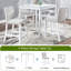 Ensemble de salle à manger 5 comptoirs de hauteur blanche. Table carrée avec ornements en cristal. Ensemble de chaises en bois massif et manufacturé de 5 pièces. Embellissement. Matériau
