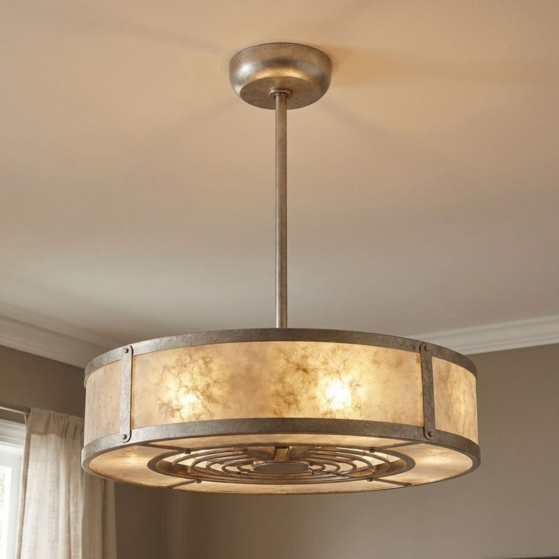 Maris 26" 6-Light Fandelier in Silver Dust with Remote Control