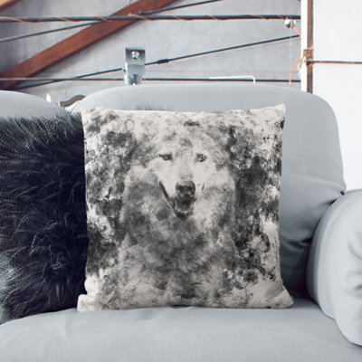 Wolf Portrait Cushion with Filling