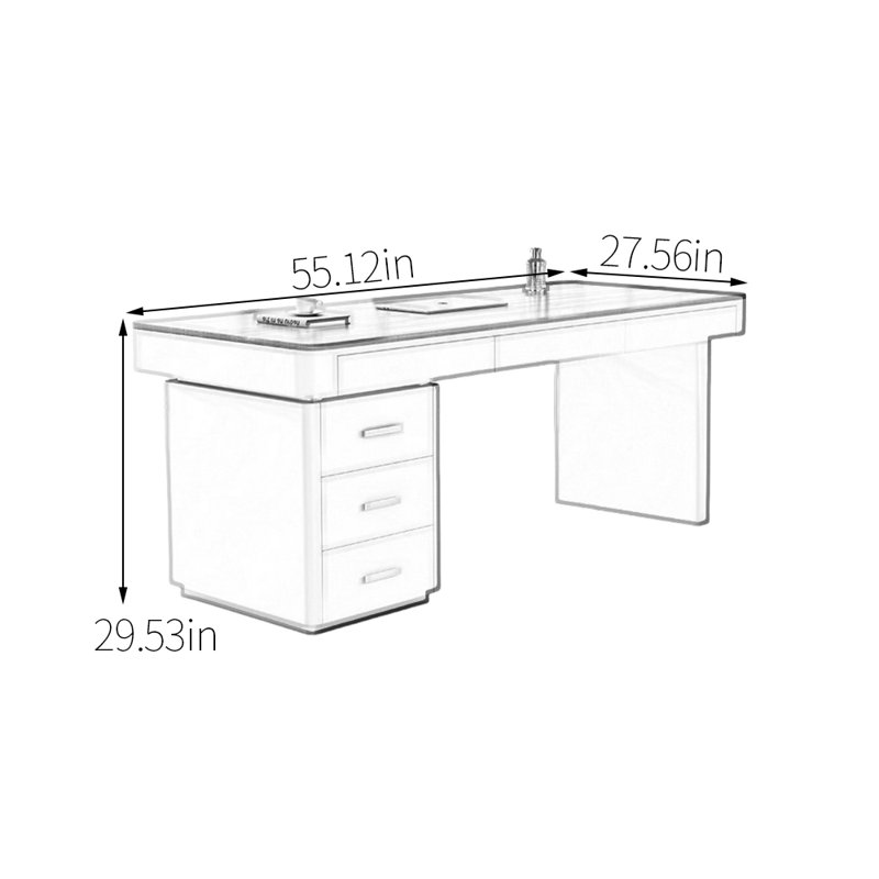 Bureau en bois massif multicouches, H 29,53 po x l 55,12 po x P 27,56 po