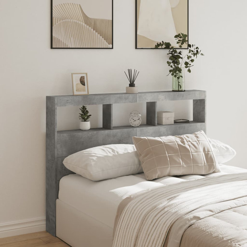 Cedria Headboard, Double - 140 x 200 cm, Concrete Grey