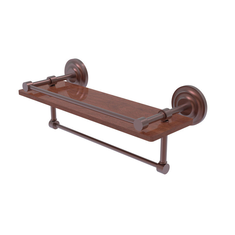 Leamore Bracket Shelf with Towel Bar, Antique Copper, 5" H x 16" W x 5" D