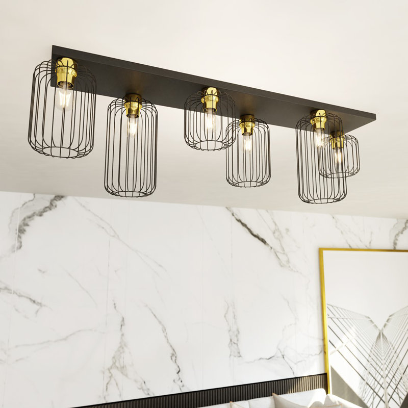 Belissa Flush Mount, Matte Black/Gold