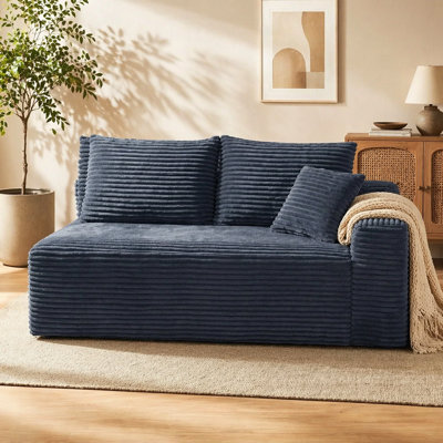 Canapé modulaire gris en velours côtelé, fauteuil d'appoint sans accoudoirs pour salon
