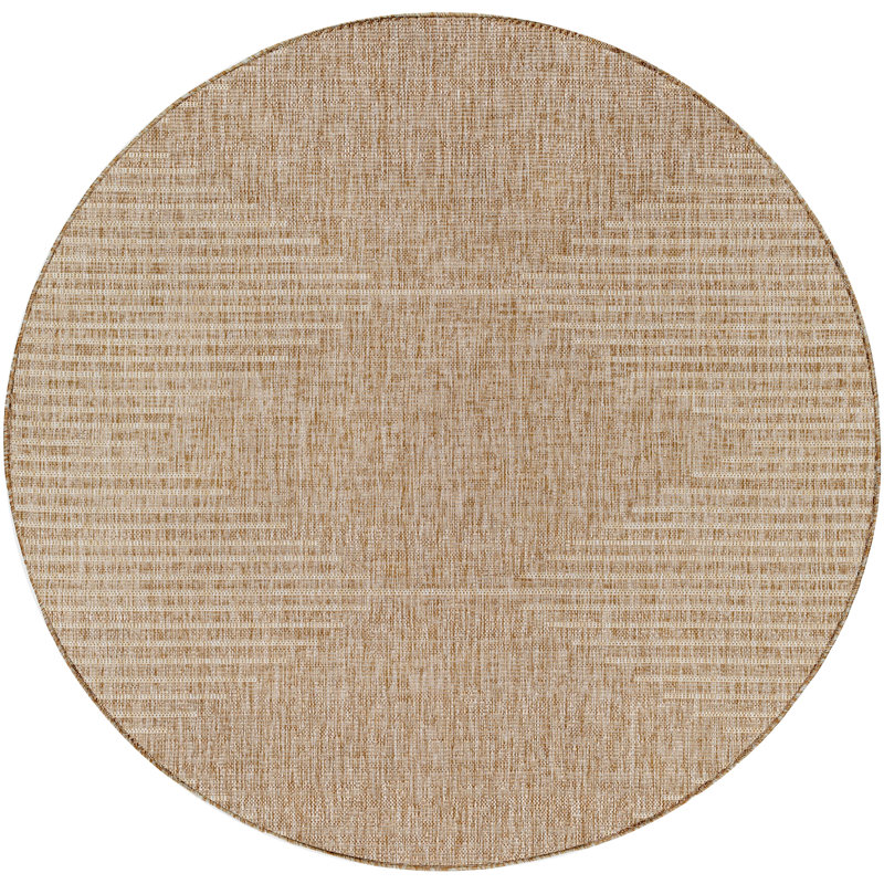 Dement Round Indoor & Outdoor Boho Brown Rug, Round 160cm