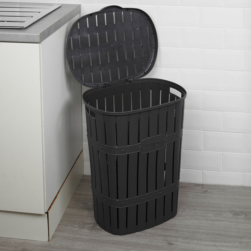 Plastic Laundry Basket with Handles, Anthracite