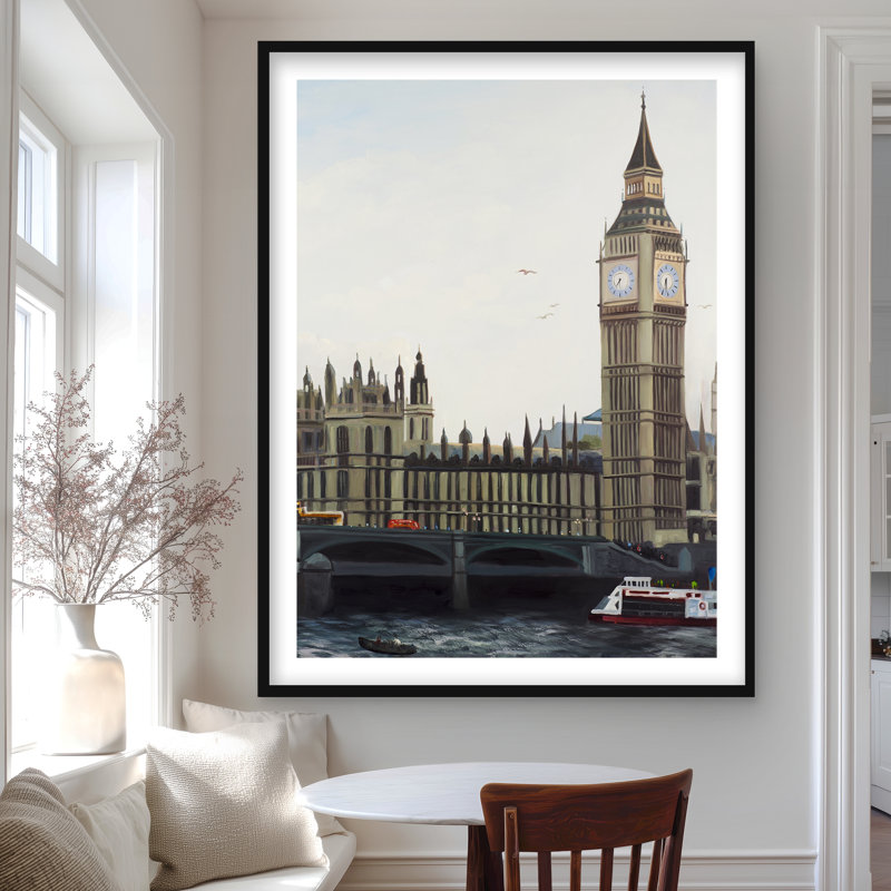 Big Ben Clock Elizabeth Tower Print | Living Room Decor, 48" H x 36" W, Black