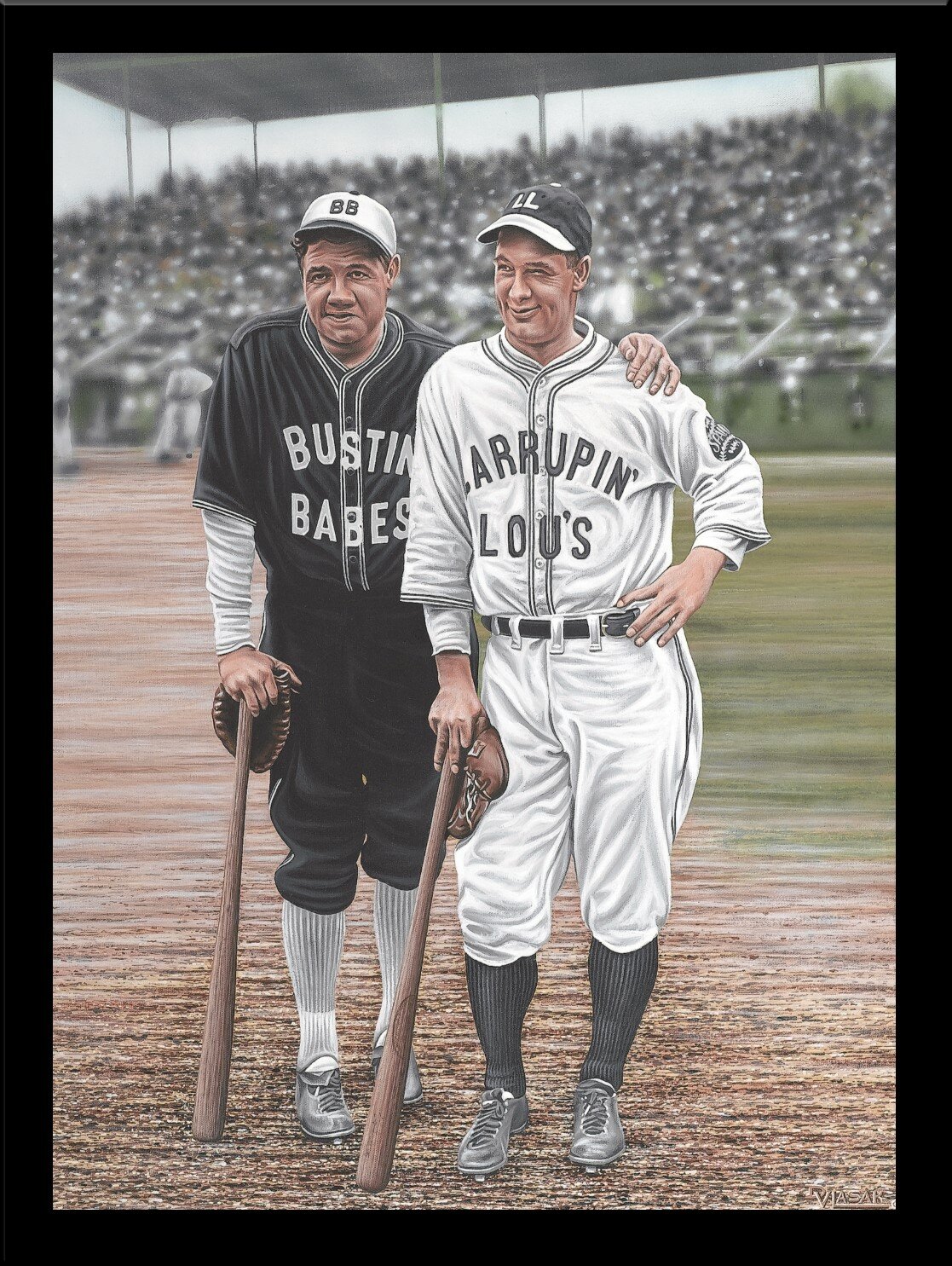 Buy Art For Less Babe Ruth And Lou Gehrig Framed On Paper by