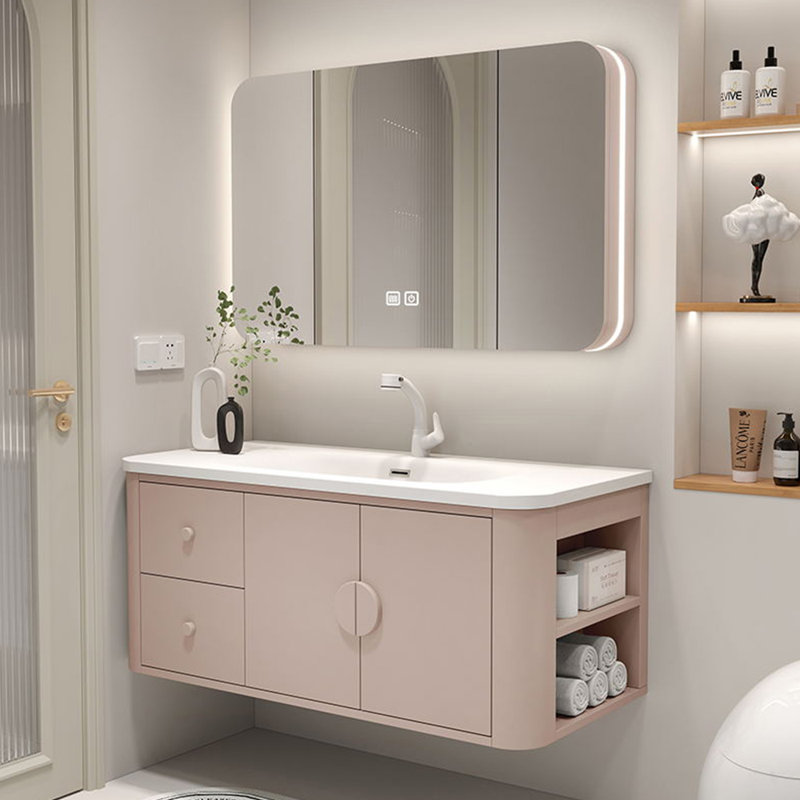 Armoire de salle de bain simple et moderne, Rose clair