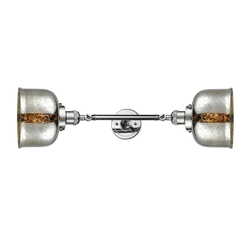 Bell - 2 Light 19" Bath Vanity Light, Silver Mercury, 60 Watt Vintage Incandescent Bulb, Polished Chrome
