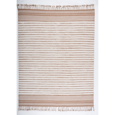 Lamaiya Hand Woven Cotton Pile Striped Rug