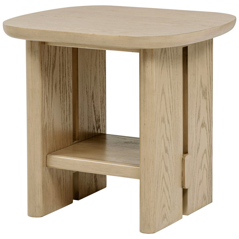 Coastal Square End Side Table with Shelf
